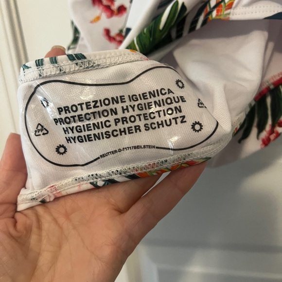 Tempt Me Floral High-Neck One-Piece Swimsuit - White/Red Size Medium - Picture 10 of 13